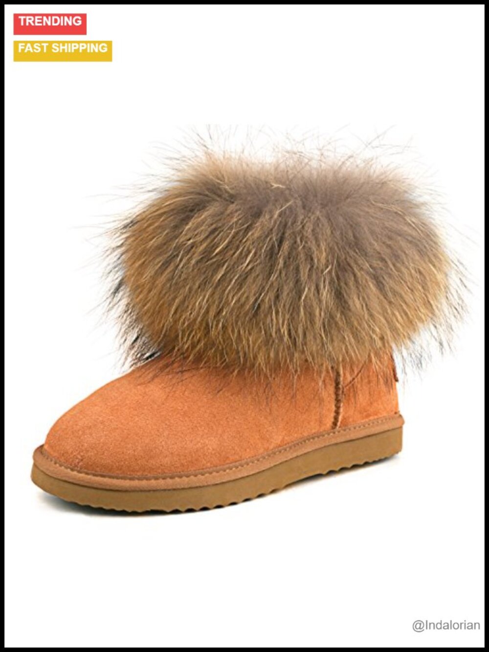 Genuine Suede Waterproof Faux Fur Lined Ankle Snow Boots Women Winter